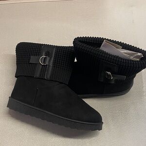 Cloudwalkers Black Knit Cuff Boots
